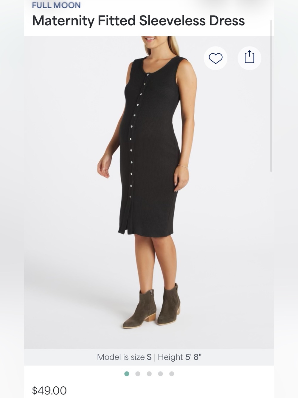 Maternity Fitted Black Sleeveless Button-Front Rib Knit Skirt